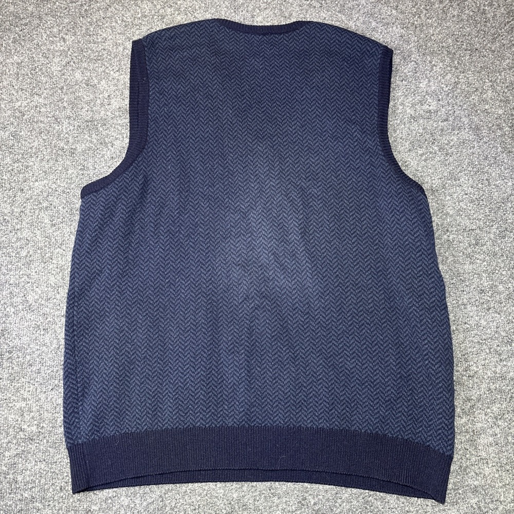 LL Bean 100% Lambs Wool Blue V neck Sweater Vest Mens XL Tall - Picture 4 of 6